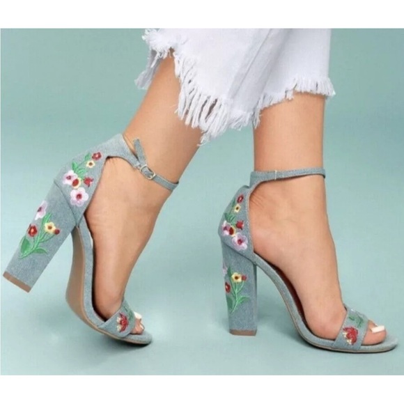 Shoe Republic La‎ 7 Embroidered heels 4.5in - Picture 1 of 5